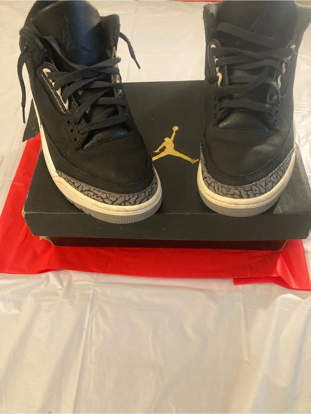 Jordan Men Black Sneakers with Grey Elephant Print